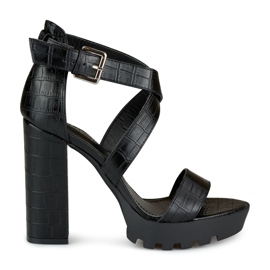 Women's high black sandals