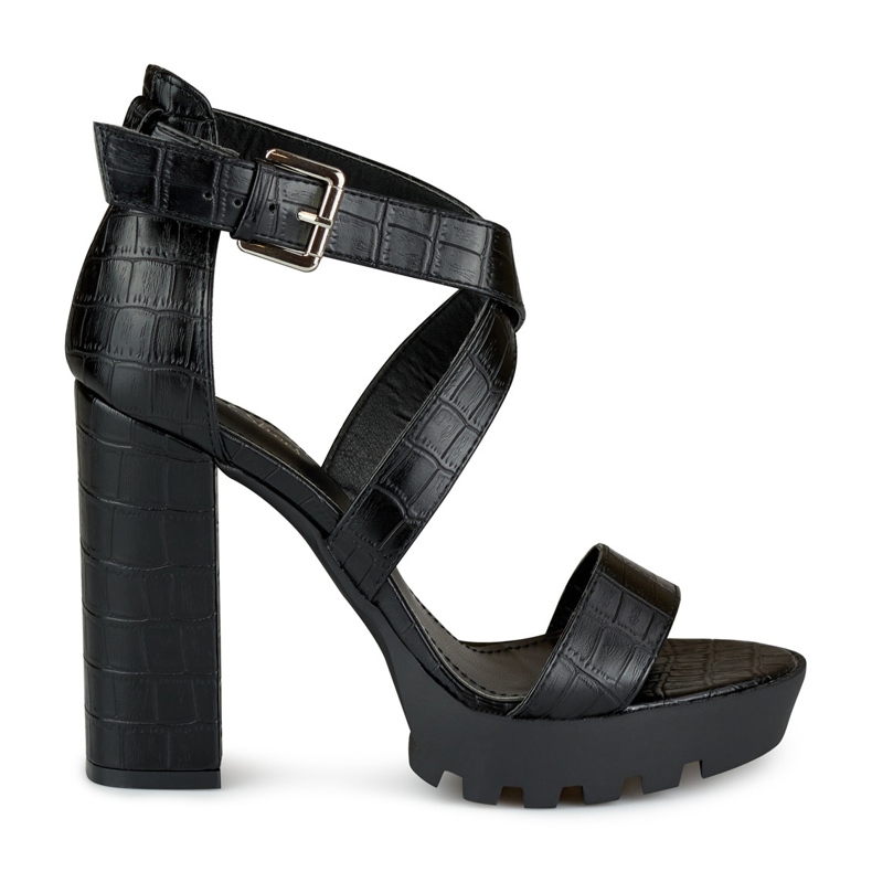 Women's high black sandals