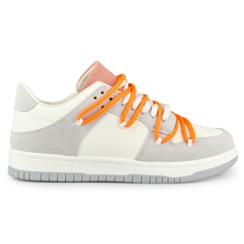 Women's sneakers with orange laces white