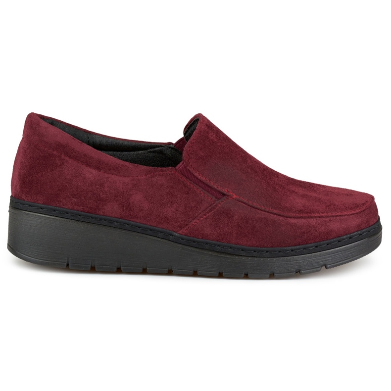 Comfortable women's burgundy suede loafers red