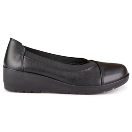 Comfortable elastic women's shoes made of eco-leather black