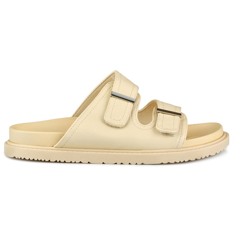 Women's beige slippers with velcro