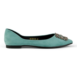 Elegant women's ballerinas with decoration green