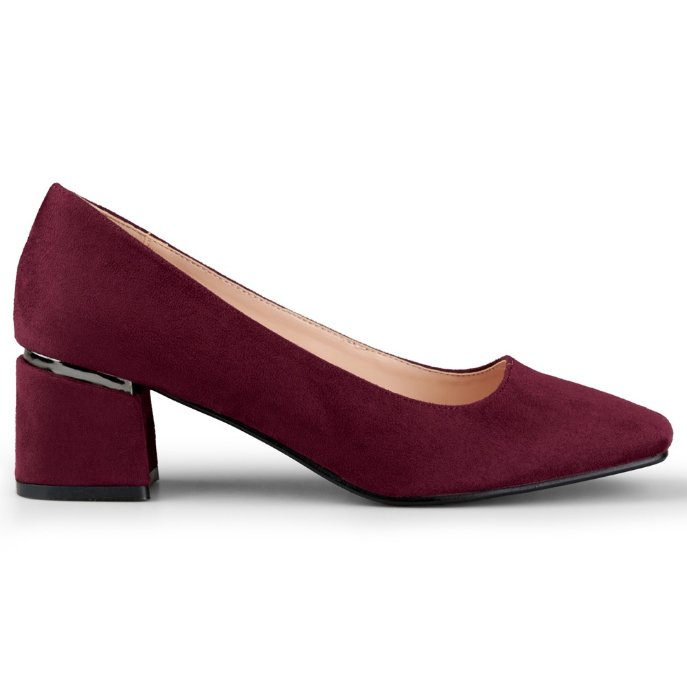 Burgundy Pumps On A Low Heel Red