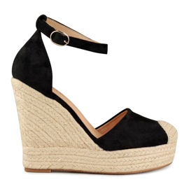 Women's black wedge espadrilles