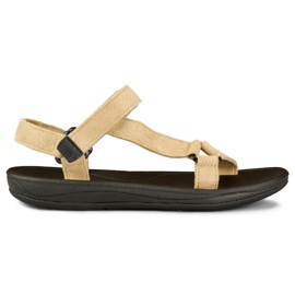 Beige women's sandals with velcro