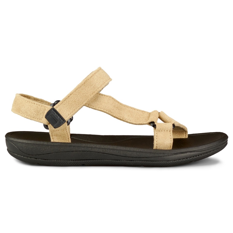 Beige women's sandals with velcro
