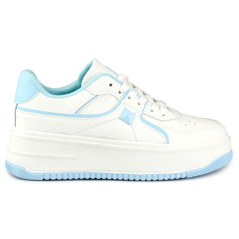 Women's white sneakers with blue accessories