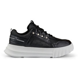Black women's sports shoes with a white sole