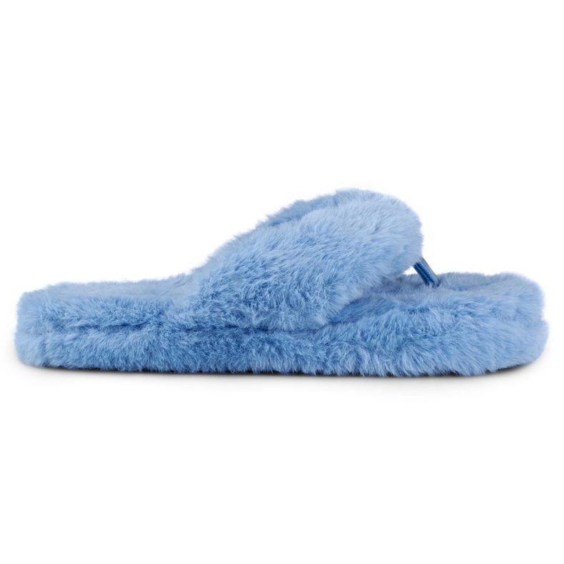 Fur blue flip-flops