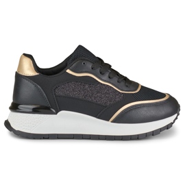 Women's black shiny sneakers