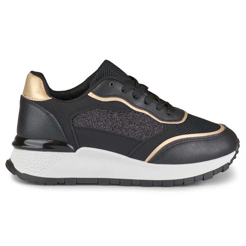 Women's black shiny sneakers