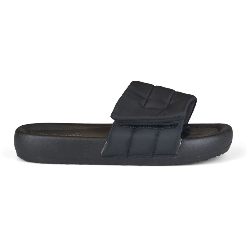 Women's black slippers adjustable with velcro