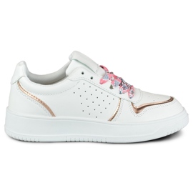 Women's sneakers with replaceable decorative laces white
