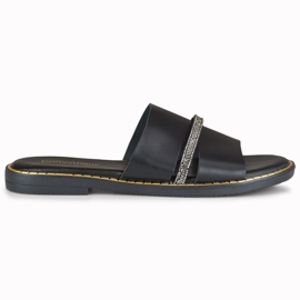 Elegant black women's slippers with a decoration