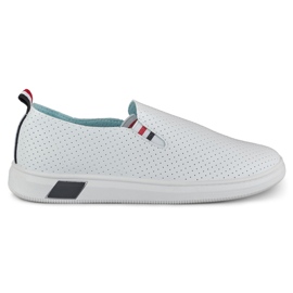 Women's openwork slip-on white sneakers