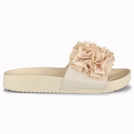 Violett women's beige floral slippers