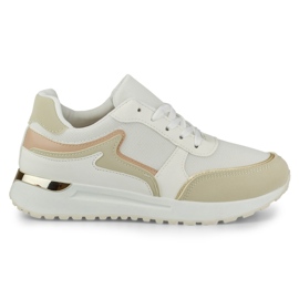 Women's sneakers with a golden addition beige
