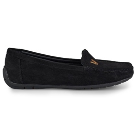 Women's black suede loafers