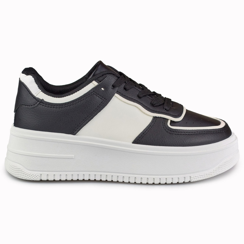 Black and white platform sports shoes