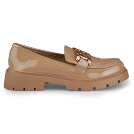Caramel shoes with gold decoration beige