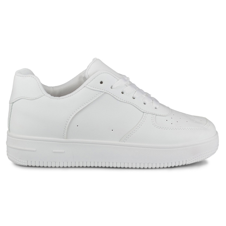 Classic white sports sneakers with a white sole