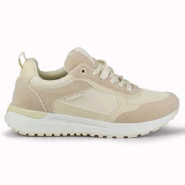 Women's beige sports shoes with a light sole