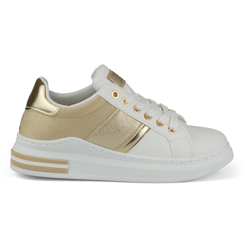 Women's casual white and beige sneakers