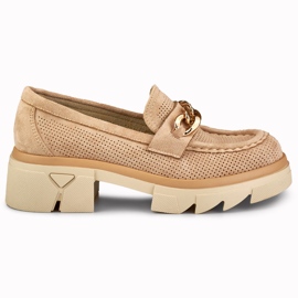 Women's openwork beige loafers
