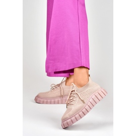 Elastic pink women's sports shoes