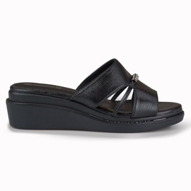 Comfortable elegant women's wedge slippers black