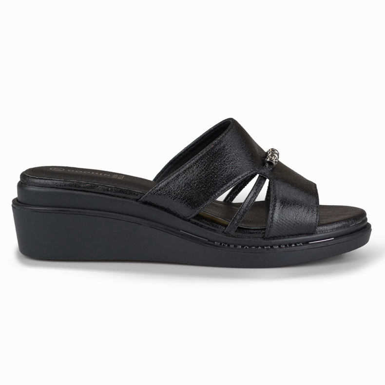 Comfortable elegant women's wedge slippers black