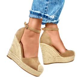 Women's dark beige wedge espadrilles
