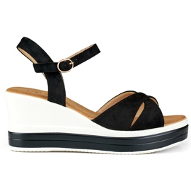 Comfortable black wedge sandals