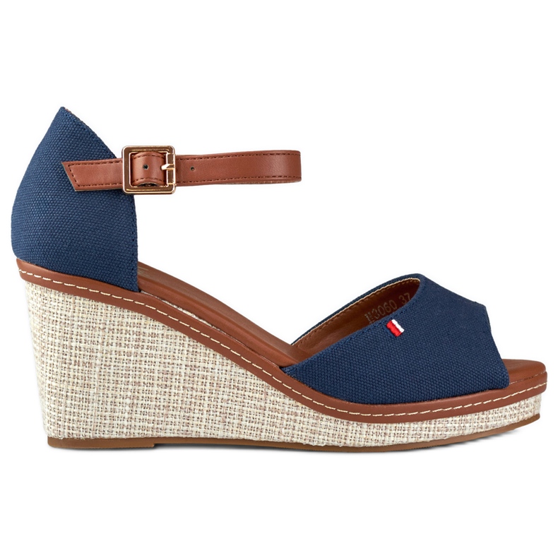 Women's navy blue wedge sandals from Tomm