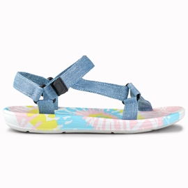 Women's sports denim sandals with velcro blue