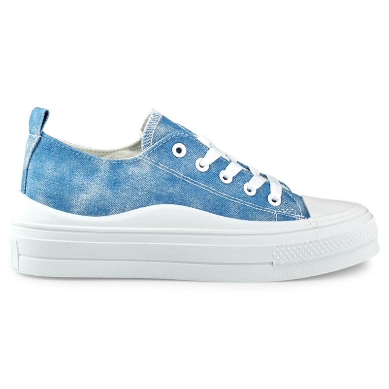 Women's denim sneakers on the platform blue