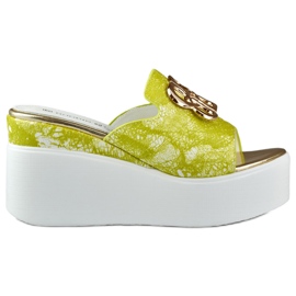 Women's lime wedge sandals Lemon green Women's lime wedge sandals Lemon green