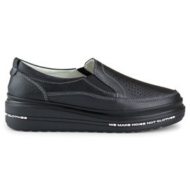Women's openwork shoes made of natural leather black