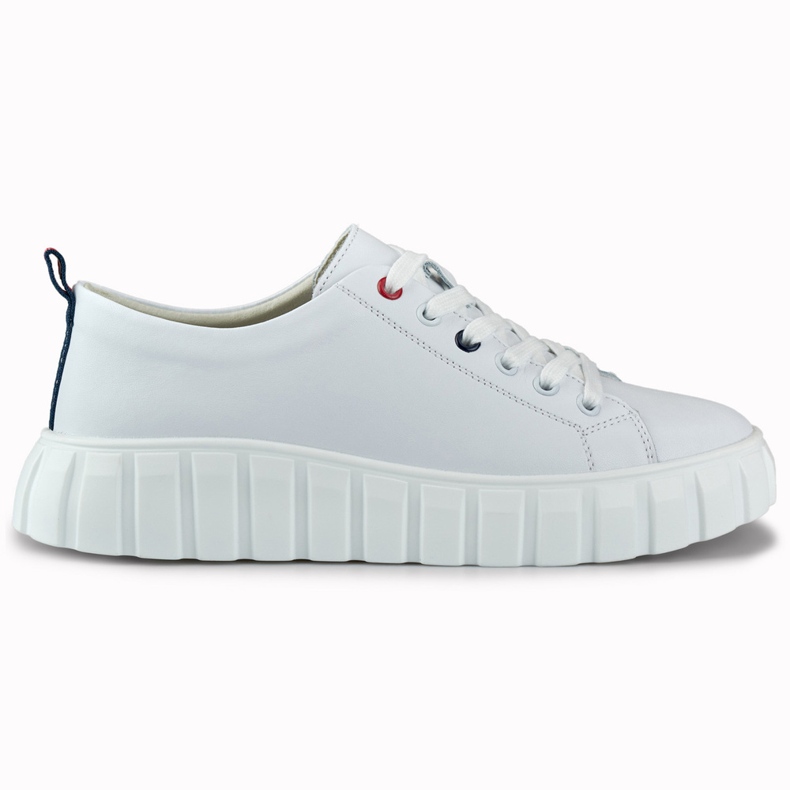 Women's leather white sports shoes