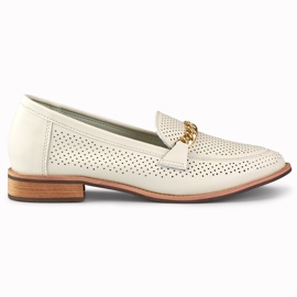 Women's openwork shoes made of natural leather beige