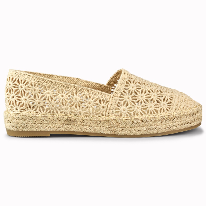 Women's lace beige espadrilles