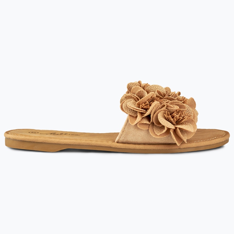 Women's flat floral slippers brown