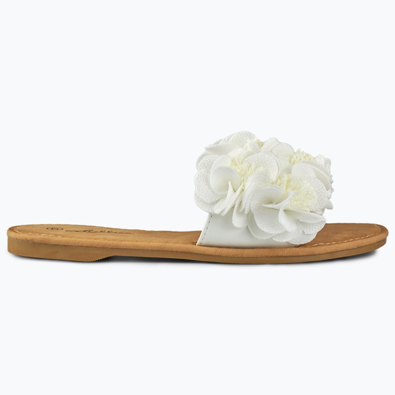 Women's flat flower slippers white