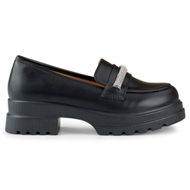 Women's black ecological leather loafers Women's black ecological leather loafers