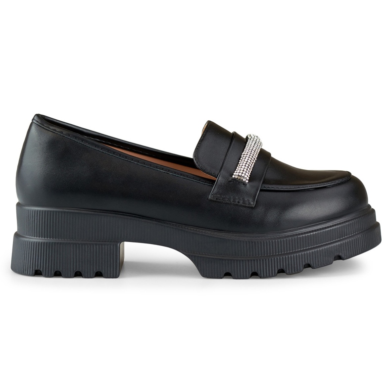 Women's black ecological leather loafers