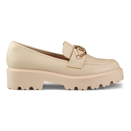 Women's beige loafers made of eco-leather