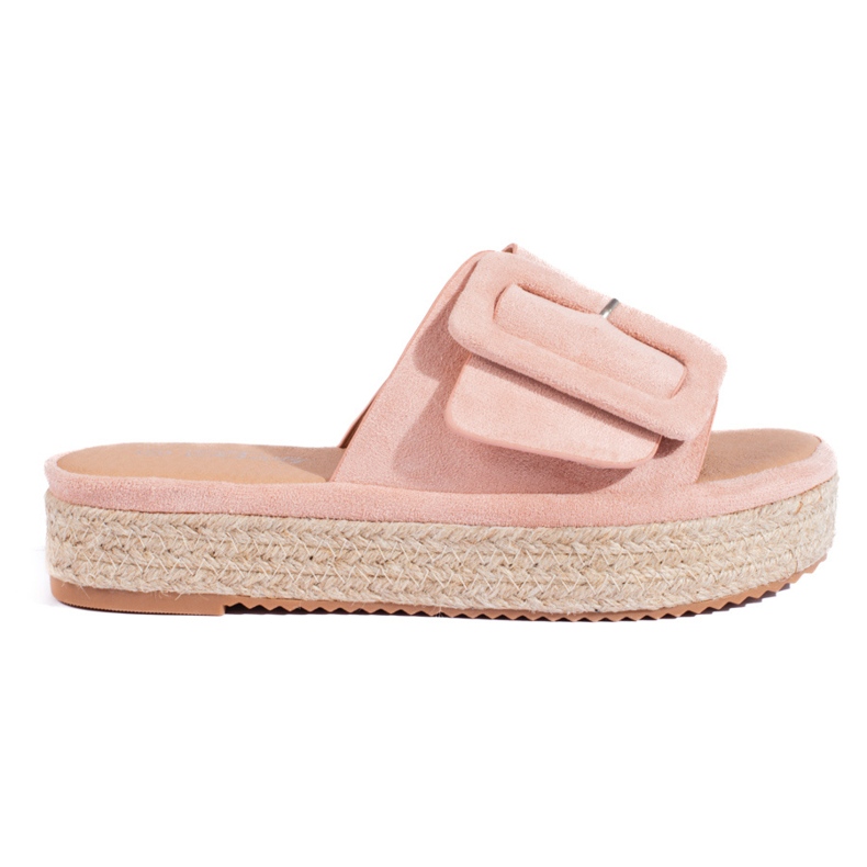 Shelovet suede espadrille slides pink