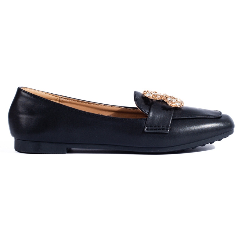 Shelovet women's black rhinestone loafers