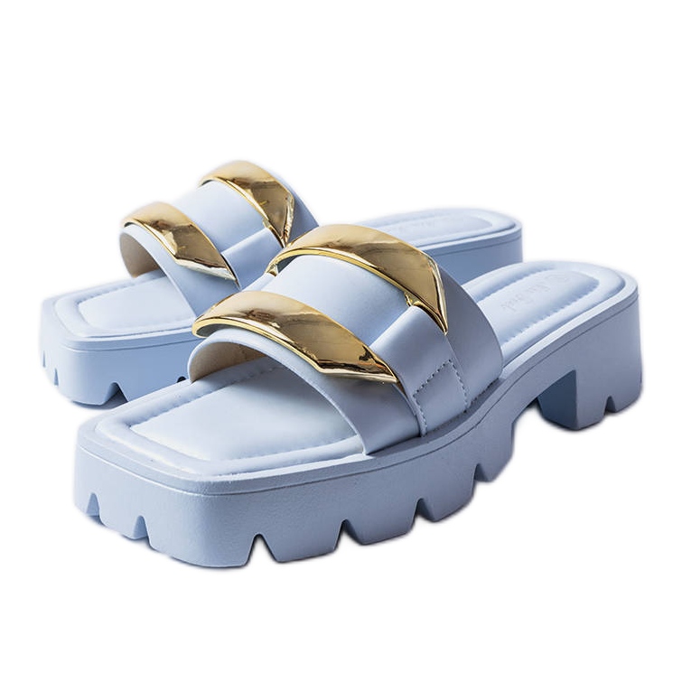 Blue sliders with a chunky sole from Provinc